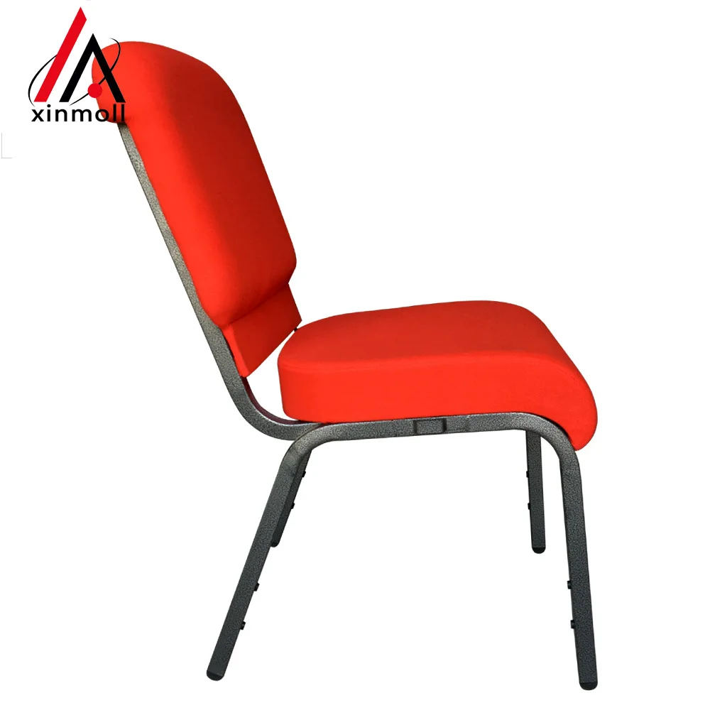 Worship chairs chapel chairs manufacturer metal chairs for churches and worship places in red fabric silver vein frame