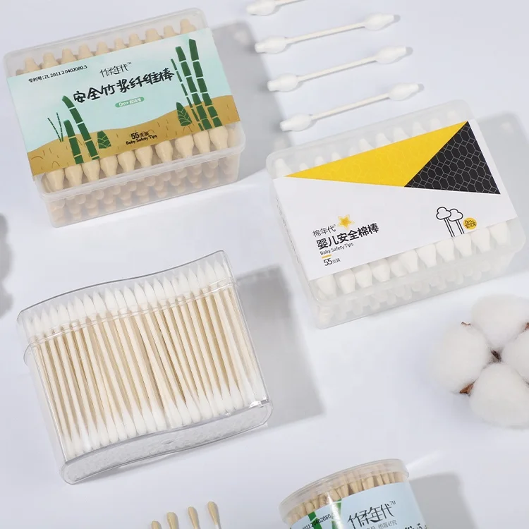 500PCS Paper Stick Earcotton Buds in PVC Box Cotton Bud Oem Cotton Swab 100% Pure Cotton Cleaning 720cartons 30% Deposit White