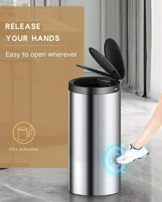 30L Large Smart Trash Can, Touchless Vibration Induction With Lid, Automatic Sensor Waste Bin Smart Home Products