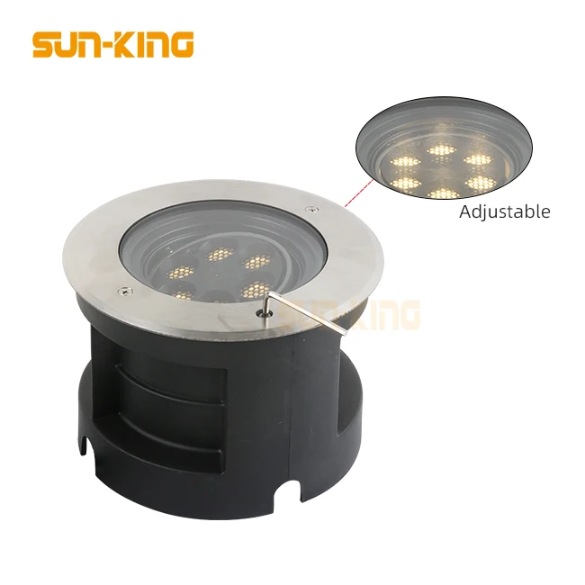Outdoor inground spotlight waterproof ip65 deck light white rgb recessed ground lamp led adjustable underground light 6W 12W 24W