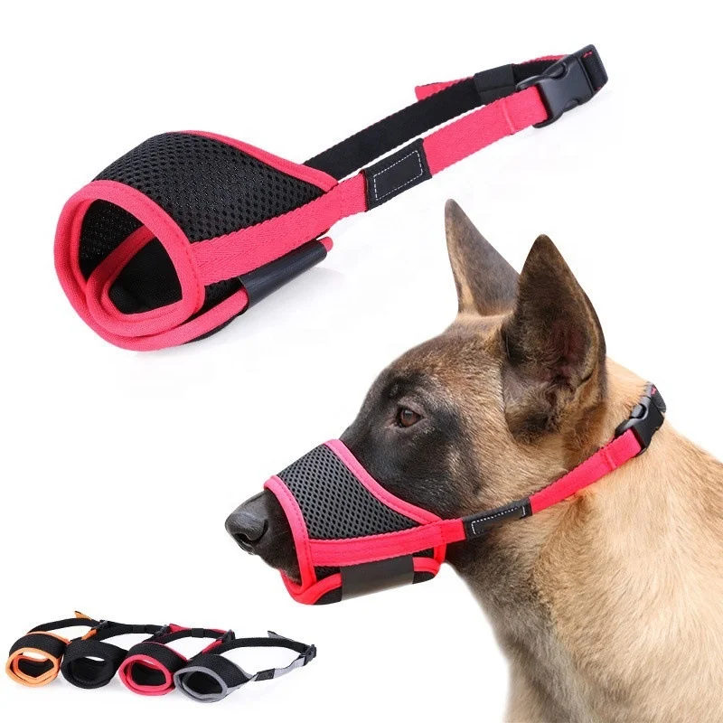 Adjustable Dog Muzzle Nylon Soft Muzzle Anti-Biting Barking Secure Mesh Breathable Pets Muzzle for Small Medium Large Dogs