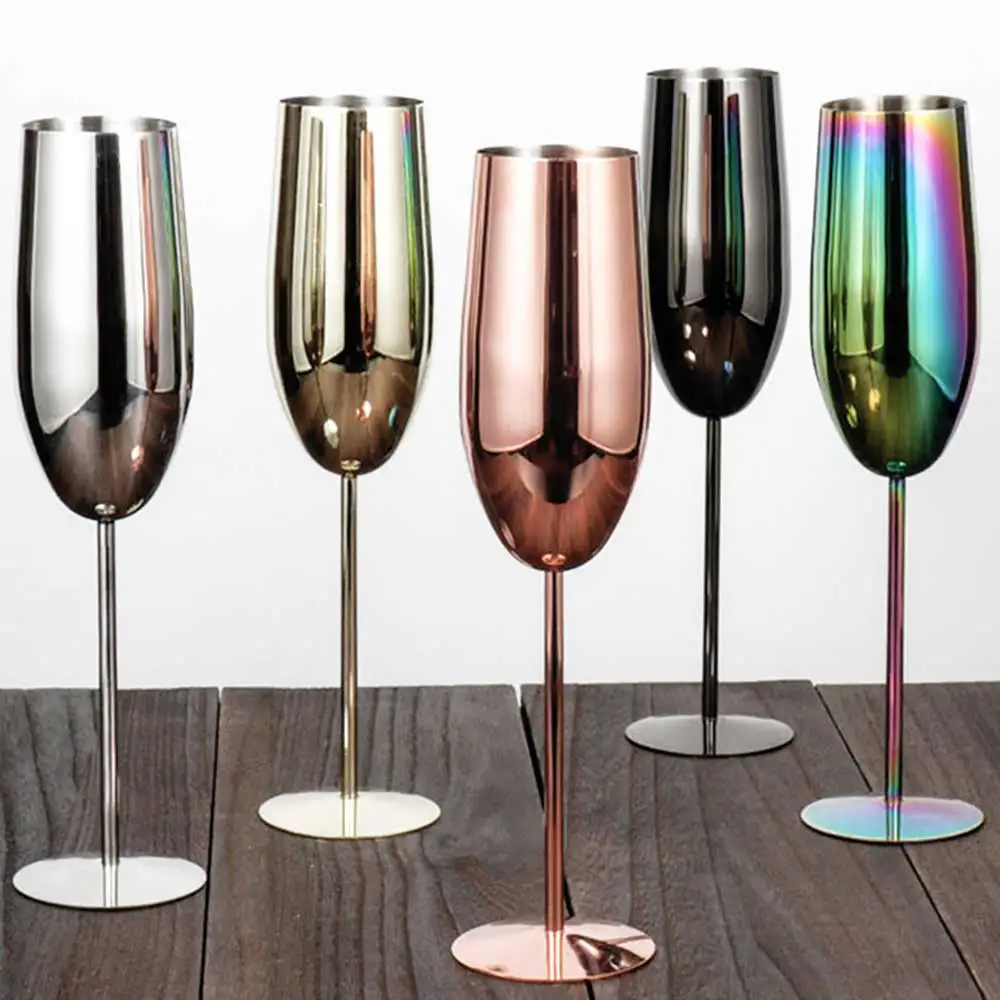 Оптовая продажа 250 мл элегантный бокал для шампанского красного вина Бокалы из нержавеющей стали бара коктейля свадебные бокалы