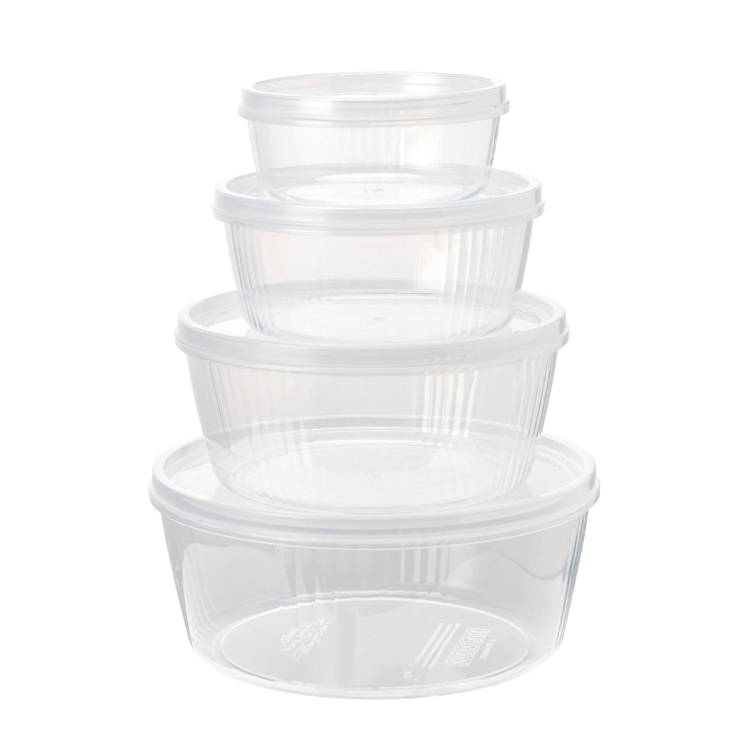 4pcs/set Airtight Lock Plastic Round Food Storage Container With Lid Best seller clear plastic round food container box set