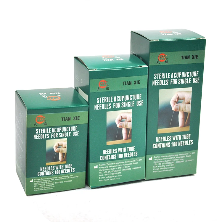 Acupuncture needle - 100 needles / box - Copper spring (coiled) handle - blister pack