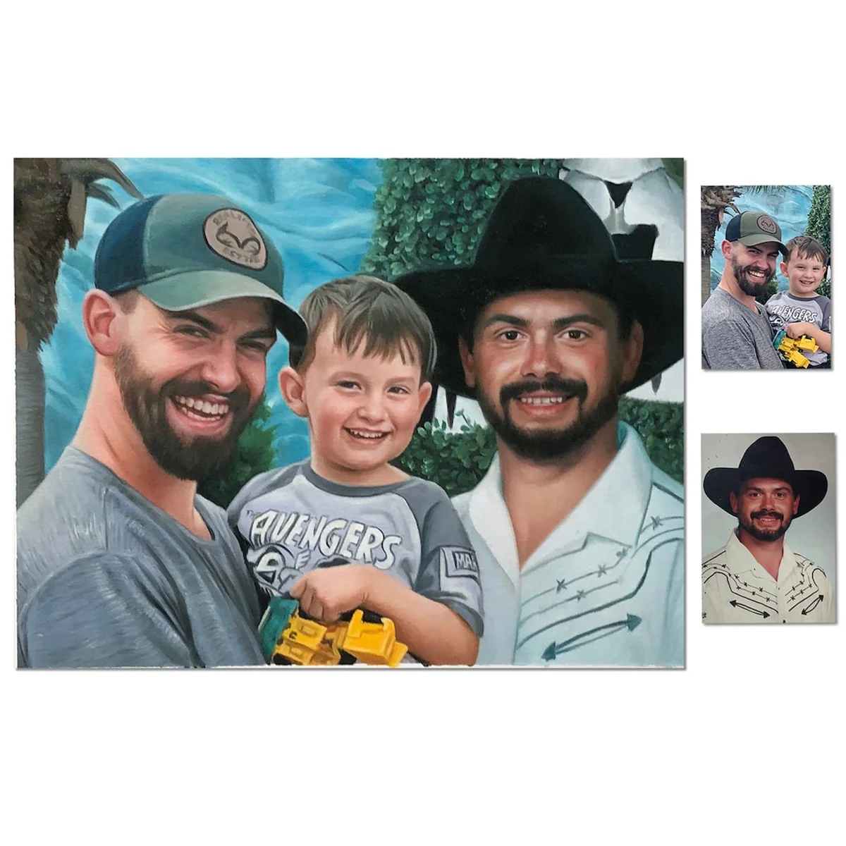 Custom Landscape or Portrait Photo to Oil Painting Family Portrait Merging photos of loved ones Memorial Gift