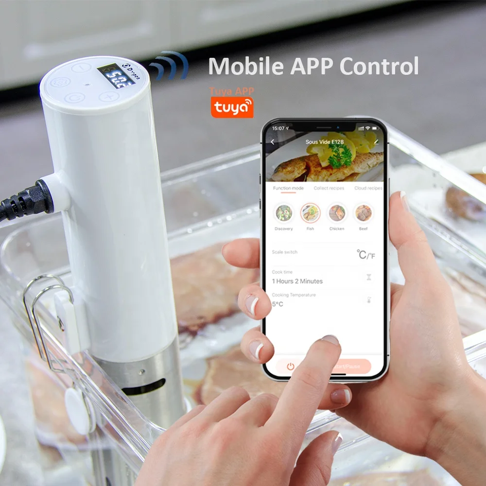  H-one Design 1200W Immersion Circulator Sous Vide Cook Steak with WIFI Control White Smart Cooker Machine