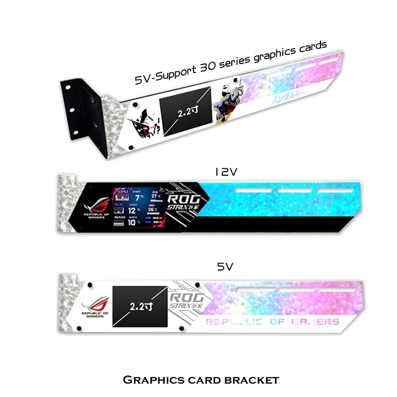Graphics Card Bracket LCD 2.2 Inch Temperature Monitor For PC Gamer Cabinet GPU Support Holder Light SYNC Decoration AIDA64