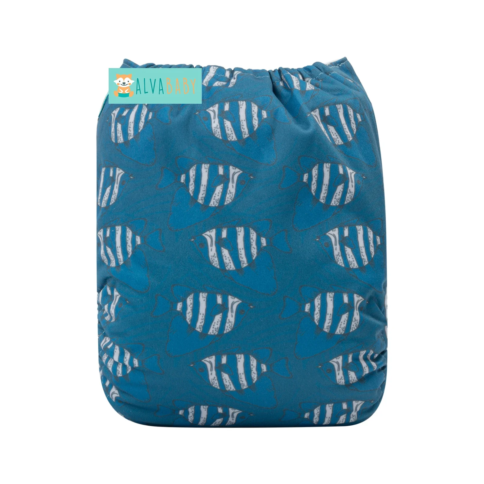 ALVABABY Fishes Design Limited Edition Printed Baby Cloth Nappy