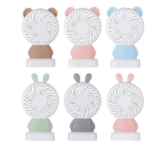 
Chinese best Seller custom printed Summer small rechargeable portable led mini USB hand stand fans with lanyard 