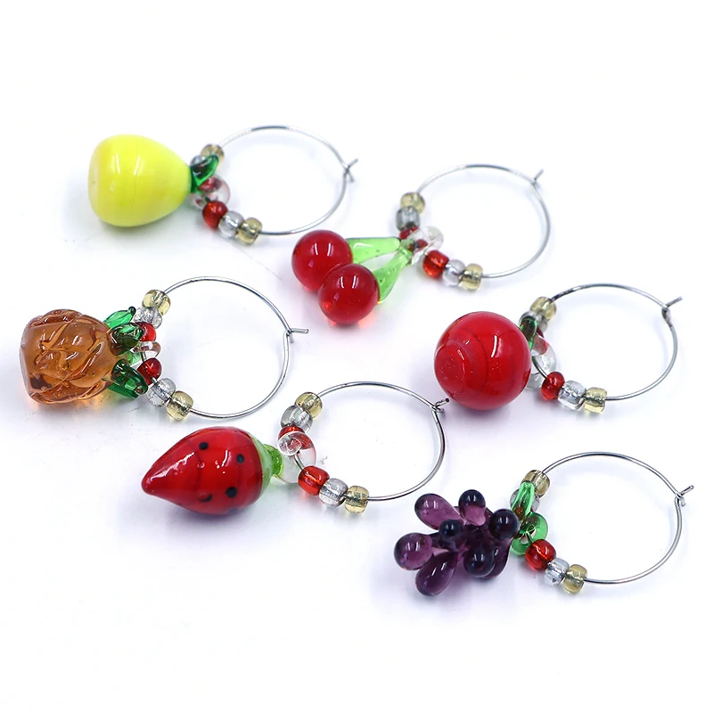 Custom Hand Blown Eco-Friendly Fruit Wine Glass Ring Charms Bar Accessories  Drinking Tools For Wines Glasses