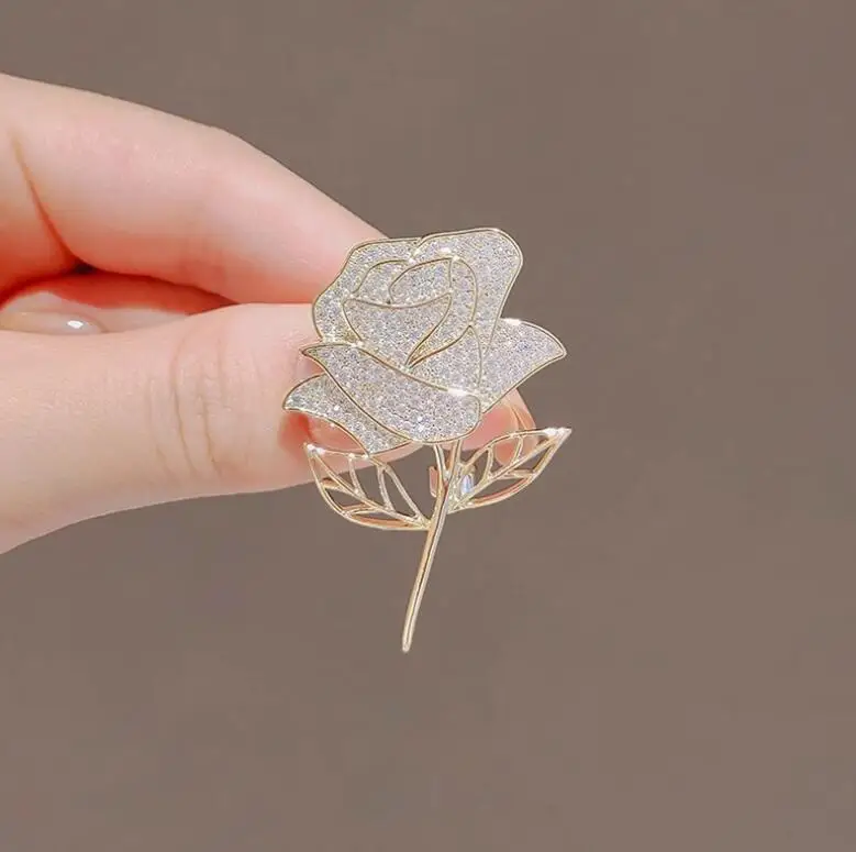 Wholesale Rhinestone Brooches Pins Full Diamond Rose Flower Brooch