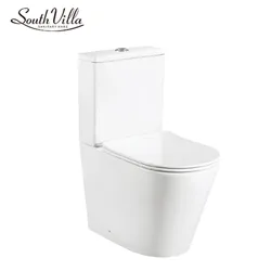 High Standards Ceramic Sanitary Ware Rimless Commode Round Toilet Washdown Bathroom Wc Toilet Bowl Ceramic Two Piece Toilet