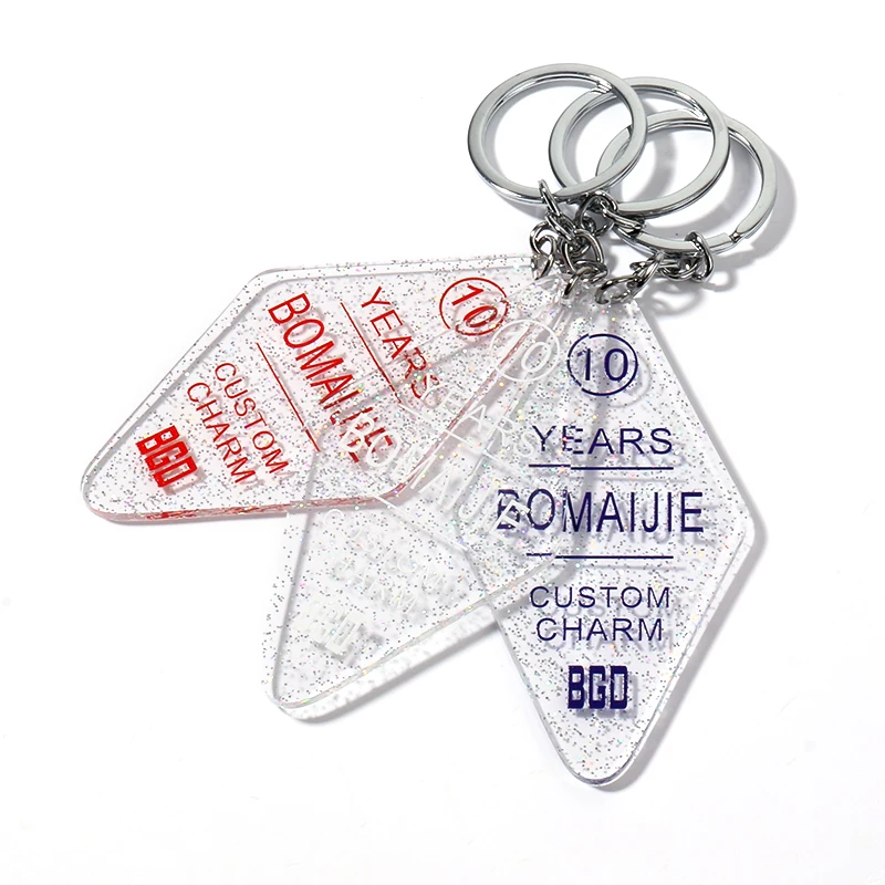 BOMAIJIE, персонализированные пластиковые, сделанные на заказ, прозрачные акриловые рекламные подарки, качественные подвески, акриловые брелки на заказ с двойной стороны