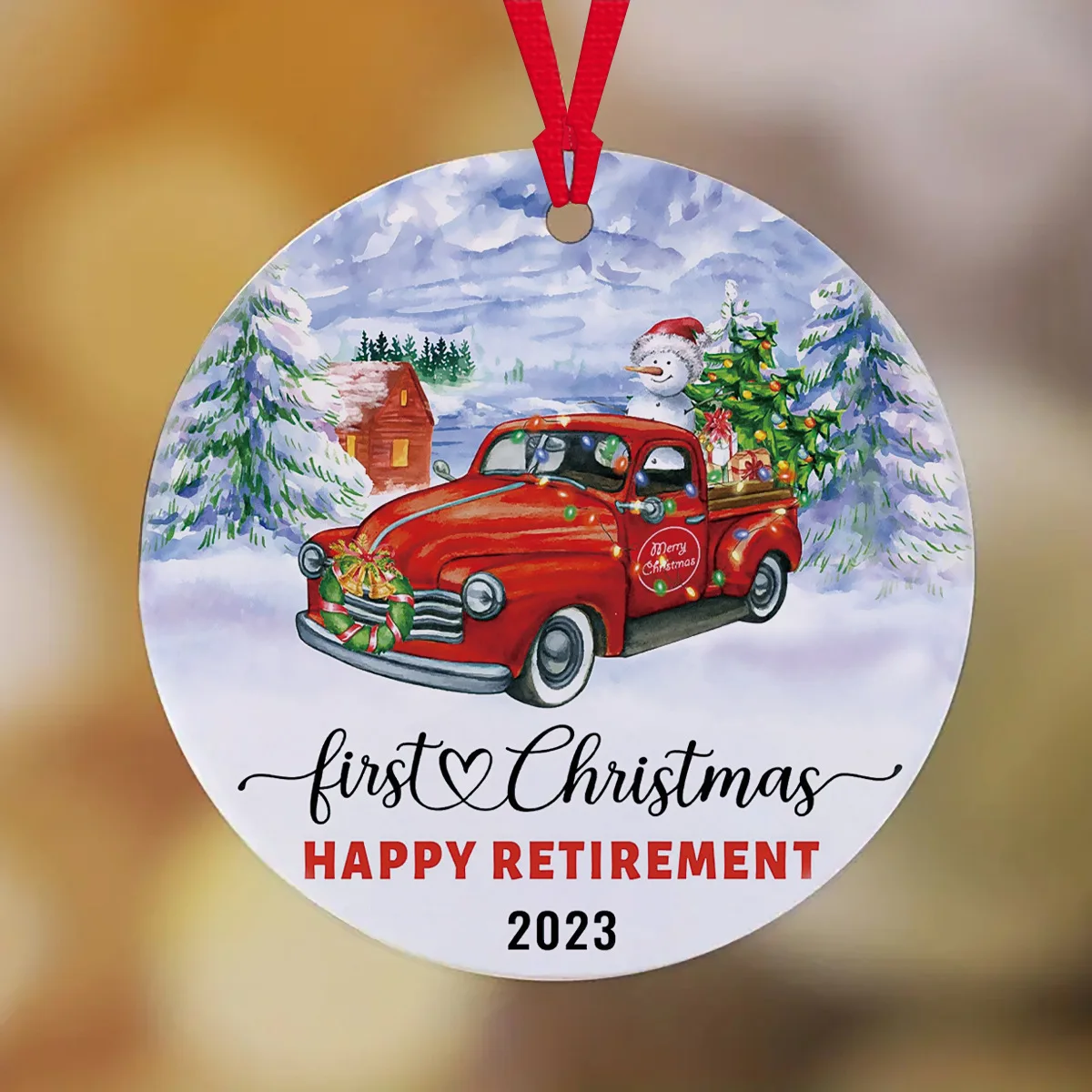 Custom 3-Inch round Circle Ceramic Christmas Ornament Sublimation Flat Ornament for Home Decor UV Printing Technique