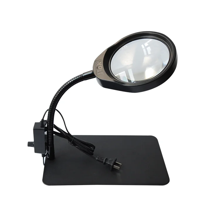 Bench magnifying glass with 48 LED lights HD optical lens reading repair engraving sewing