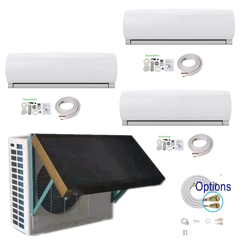 Good Price DC Inverter Tri 3 Zone 12000+12000+12000 Multi 22 SEER Ductless Mini Split hybrid Solar A/C Heat Pump