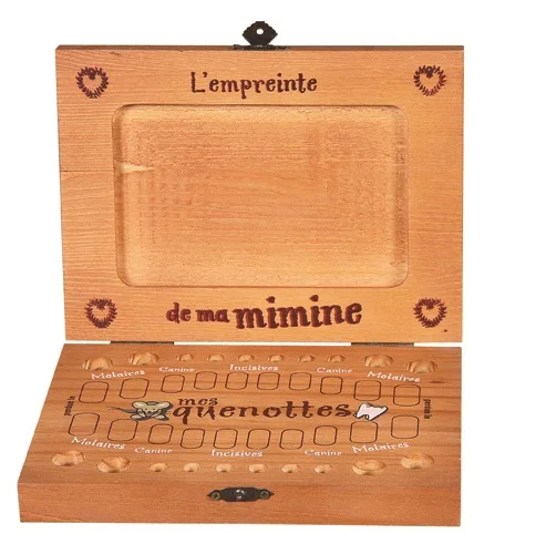 Handicraft farmhouse home gift wooden baby children tooth keepsake storage and saver box