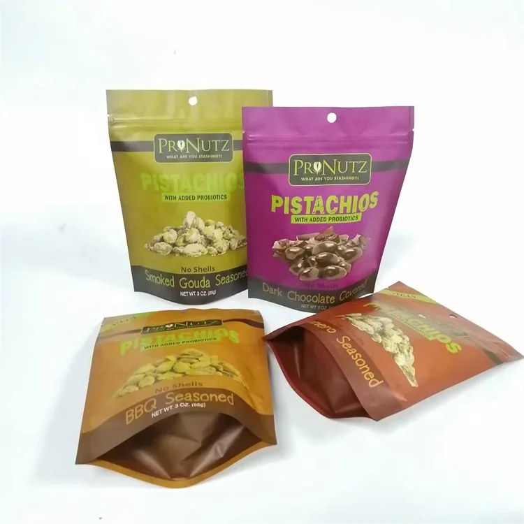 2022 New Design 85g 3oz Pistachio Nuts Dried Food Packing Matte Reusable Bags Fresh Food Storage Bag Snacks Zipper Pouch