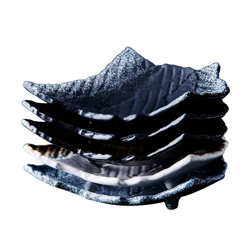 Outdoor camping plate ceramic irregularly shaped porcelain plate Japanese ceramic tableware