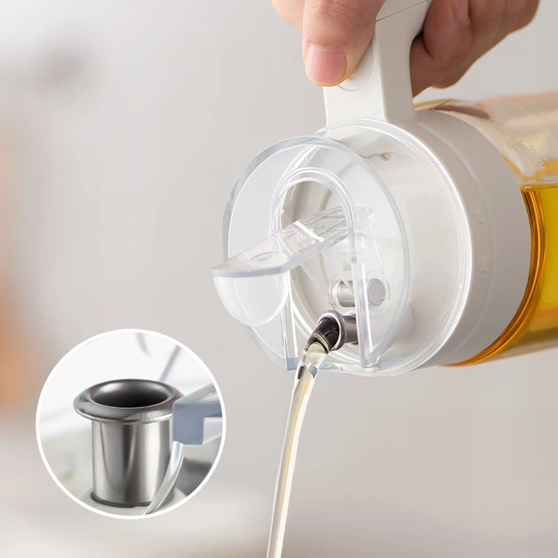 Pinmoo wholesale kitchen accessories 550ml olive oil and vinegar dispenser and spice jar set with wooden storage holder