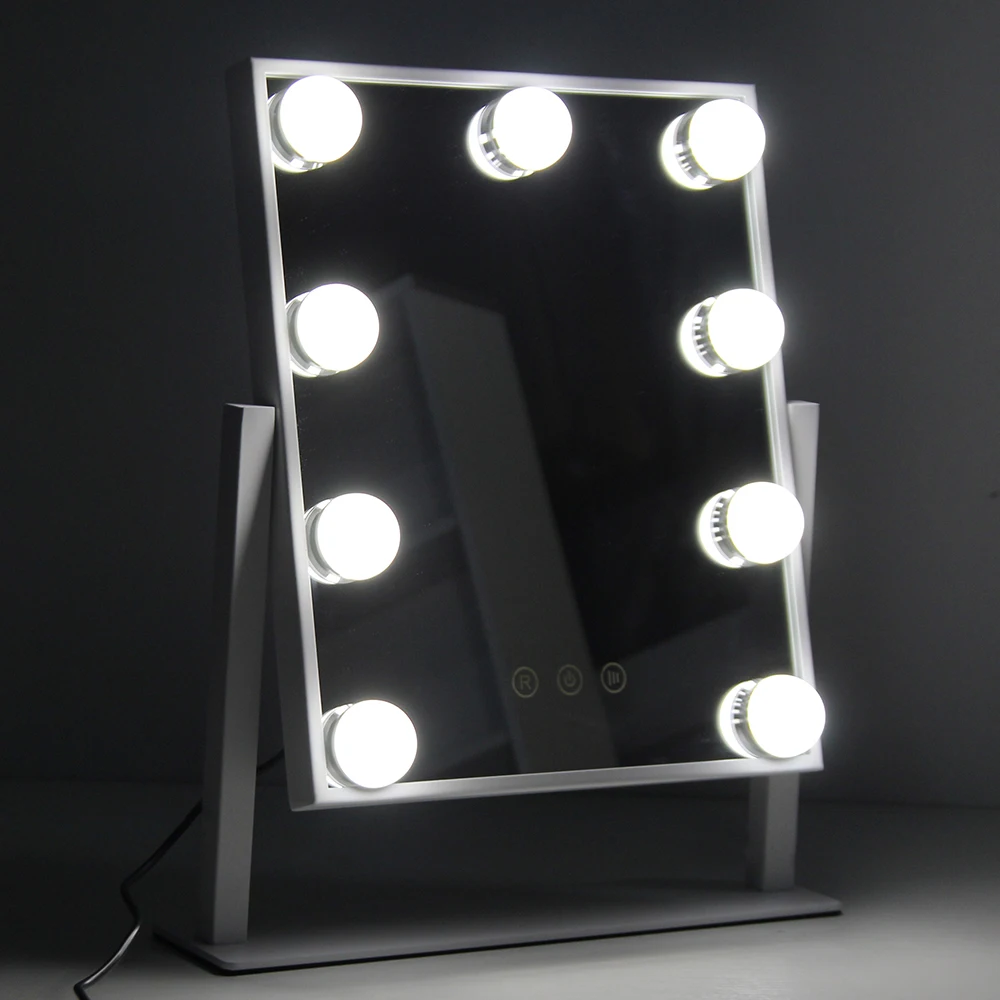 25*30CM Square Frameless Desktop Hollywood Style Led Makeup Vanity Mirror With Lights