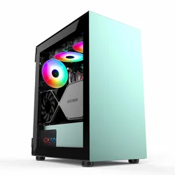 Wholesale Micro-ATX PC Gaming Computer case with Side Tempered Glass Door Support ATX Gaming Computer case (Pink)