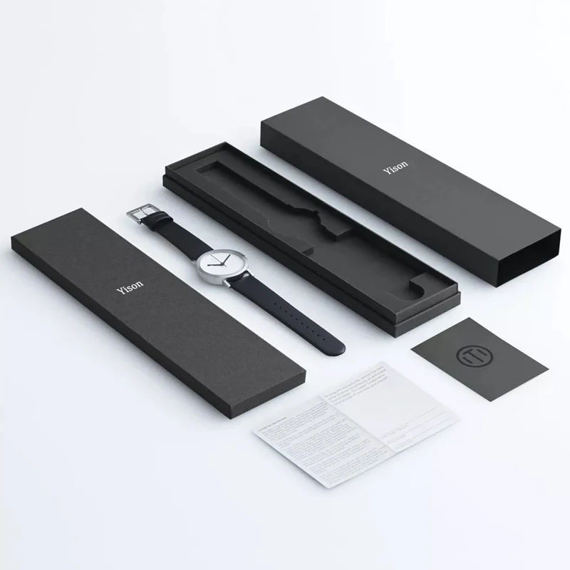 Nice Price  Wholesale Customized Packaging Box  Watch Gift  Rigid  Drawer Box Watch and Strap Set Box