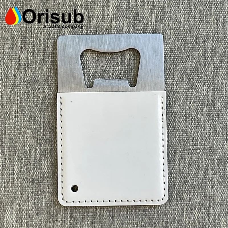 Custom printable metal PU leather double side beer bottle openers for sublimation