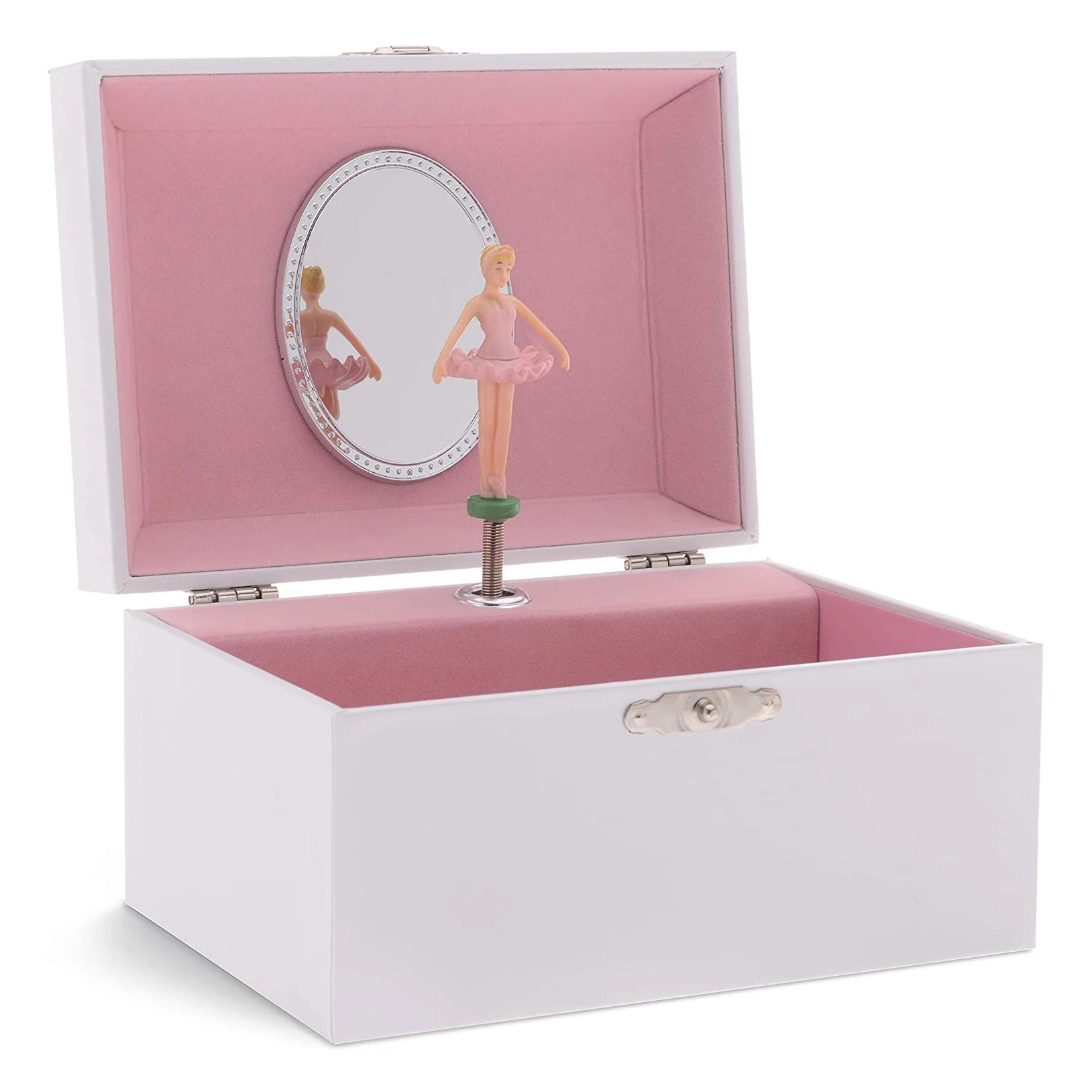 Ever Bright Factory Direct 5 Inch White Hand Crank Music Box 7 Inch Ballerina Music Box with Drawer Custom Logo for Kids
