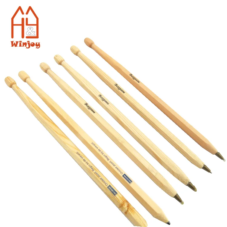 Custom promotional wooden ball pen,drumstick shape ballpoint pen with custom logo printing,black or blue ink.