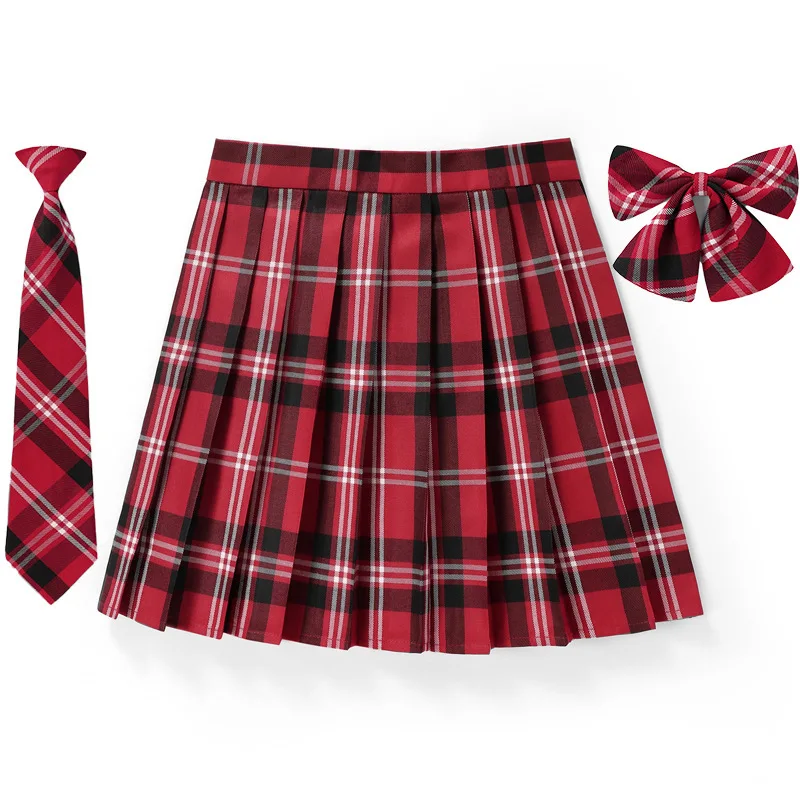 Skirt for kid girls school uniform bottom teen toddlers skirt pleated plaid zipper up A line school clothes plus size