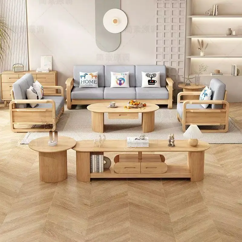 High quality solid walnut oak ash mahogany rubber wooden living room furniture dining room bedroom wood sofa