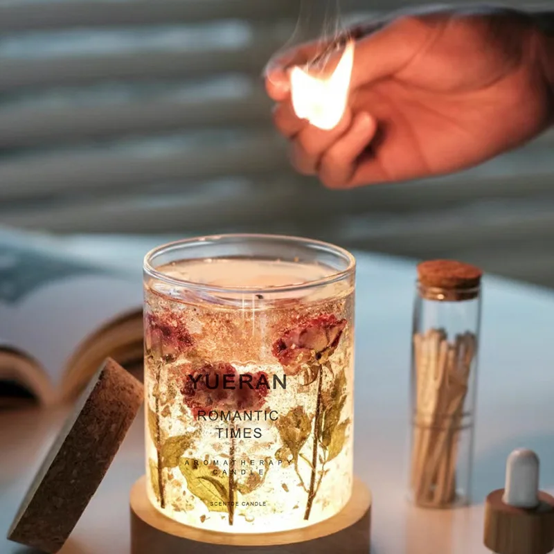 Christmas Home Decoration Clear Transparent Soy Gel Wax Candles Glass Cup Aromatherapy Scented Candles