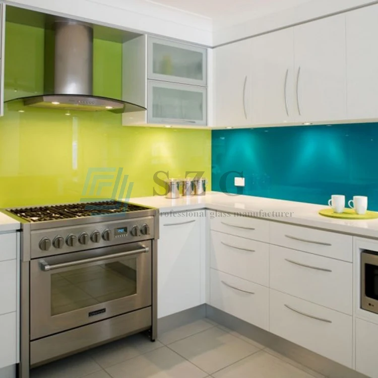 Decoration Colorful Lacquered Double Painted Tempered Glass For Kitchen Design