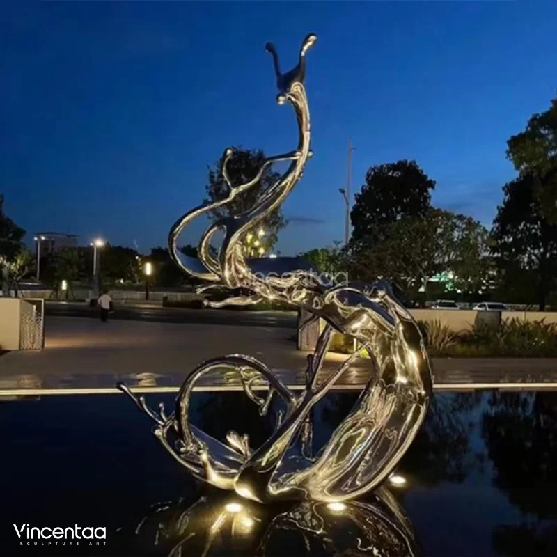 Vincentaa Stainless Steel Modern Water Sculpture Custom Art Sculpture Supplier