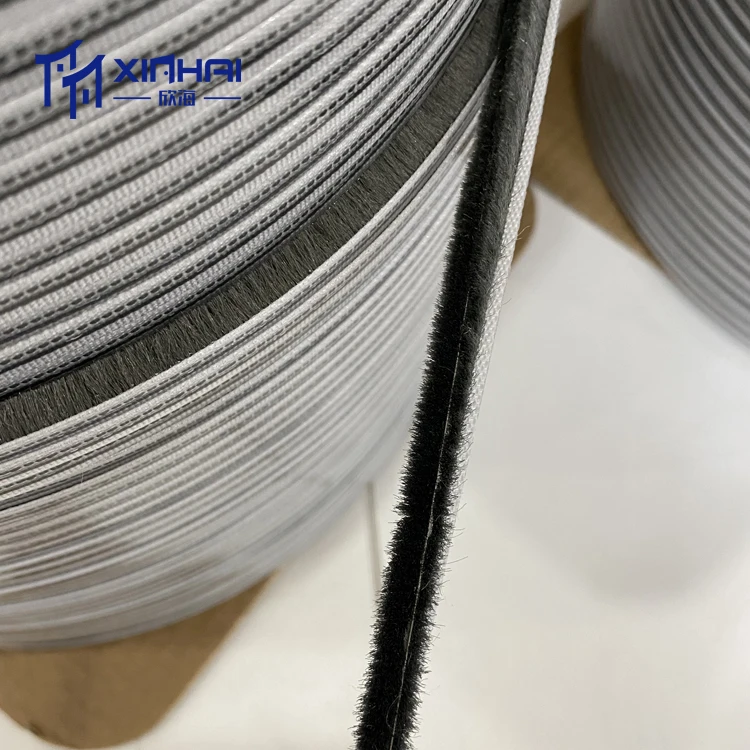 1-roll package 7x6mm black aluminum sliding window seal with fin polypropylene yarn weather stripping door seal strip
