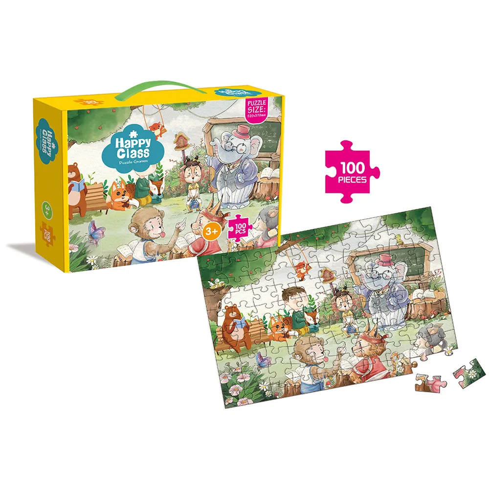 100pcs paper puzzle  jigsaw puzzle happy class design educational toy