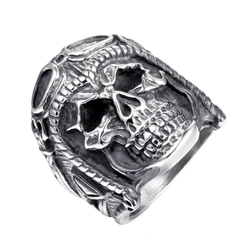 Mens Vintage Biker Ring Stainless Steel Swim Glasses Fashion Skull Ring