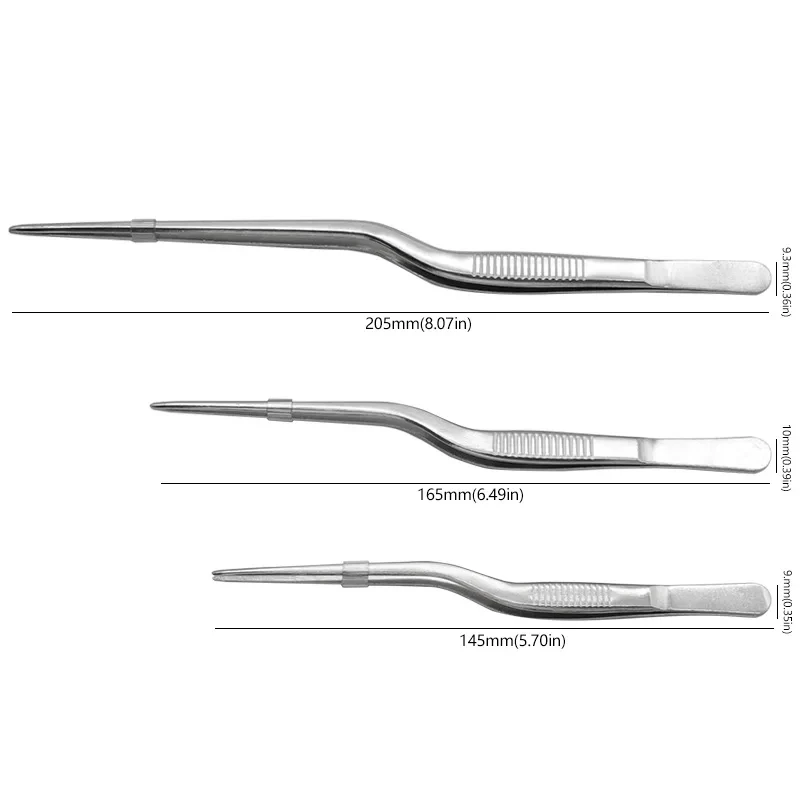 1Pcs Tweezers Atraumatic Forceps Angled Clamp Stainless Steel Tweezers Tool 14cm/16cm/20cm