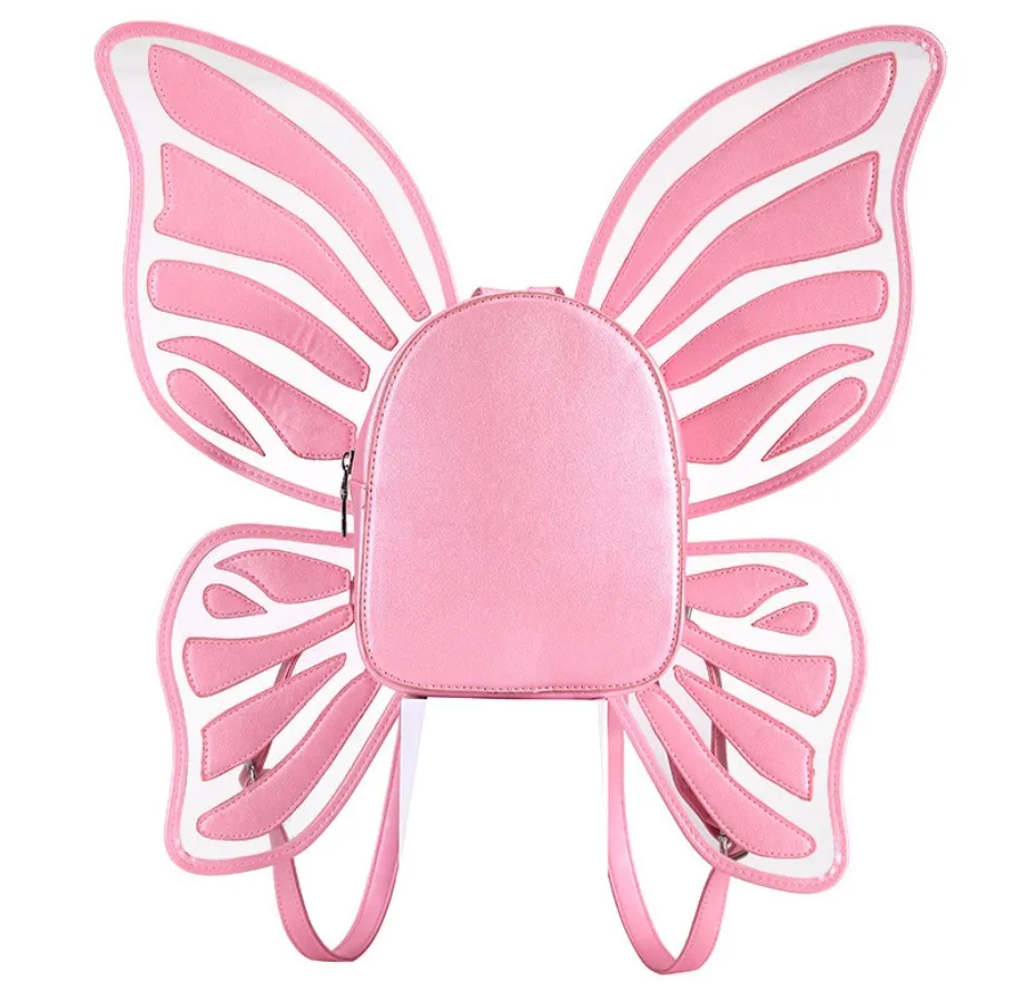 Custom beautiful mini black pu butterfly wings backpack