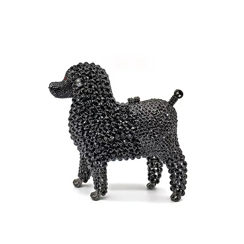 Cute Dog Shape Handbag High Quality Luxury Crystal Clutch Evening Bag NE771