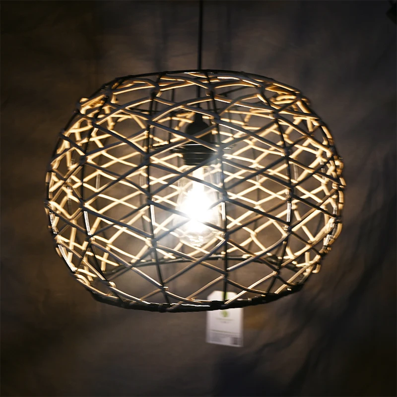 Wholesale bulk desk lamp suspended ceiling ancient rattan wicker braided lamp lighting lampshade