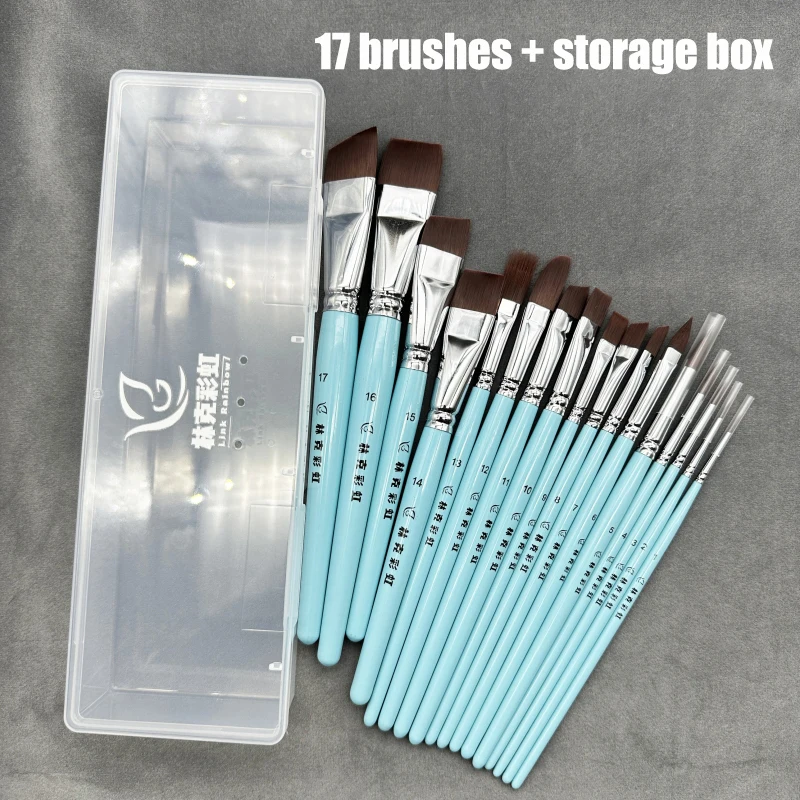 17 Color Painting Brushes face  Body Paint Brushes High Quality Green Eye  Hair Wooden Style With Cosmetics Bag