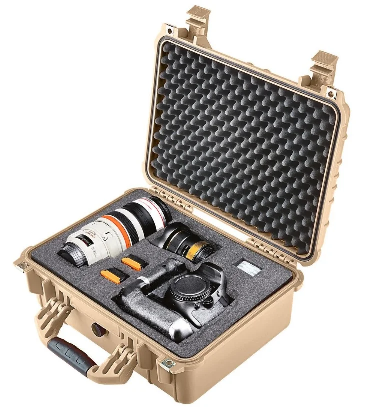 Outdoor plastic camera case IP67 waterproof carrying hard case