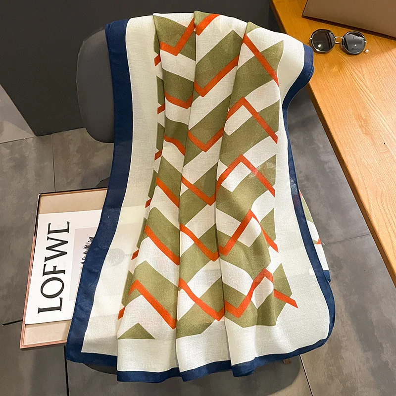 new hijab design 2023 Spring  Ladies Flower Pattern Cotton Line Scarves  ladies hijab