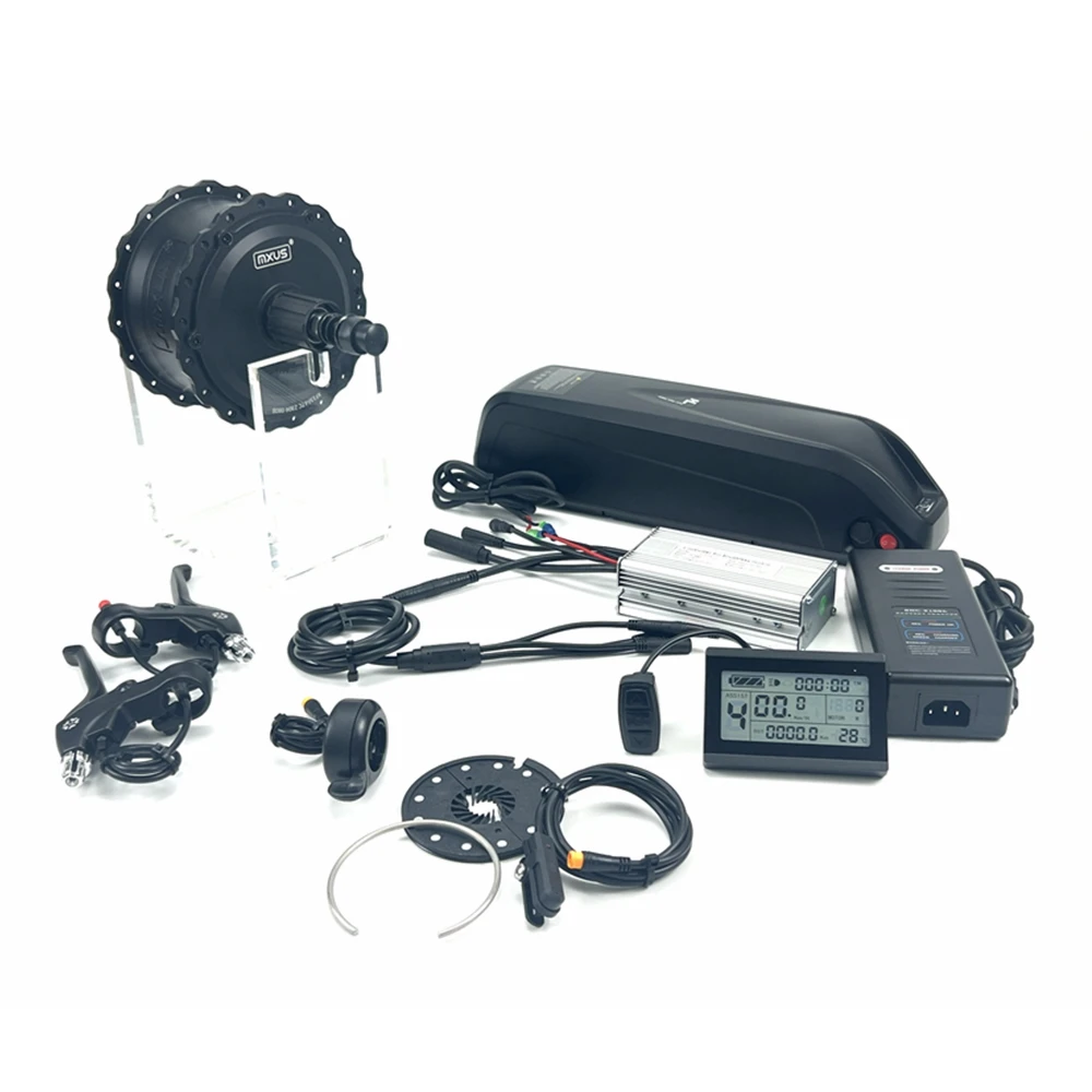MXUS Fat Tire Ebike Kit Waterproof Electric Bicycle  Cassette Hub Motor Wheel Conversion Kit 48V750W with LCD Display Meter IP65