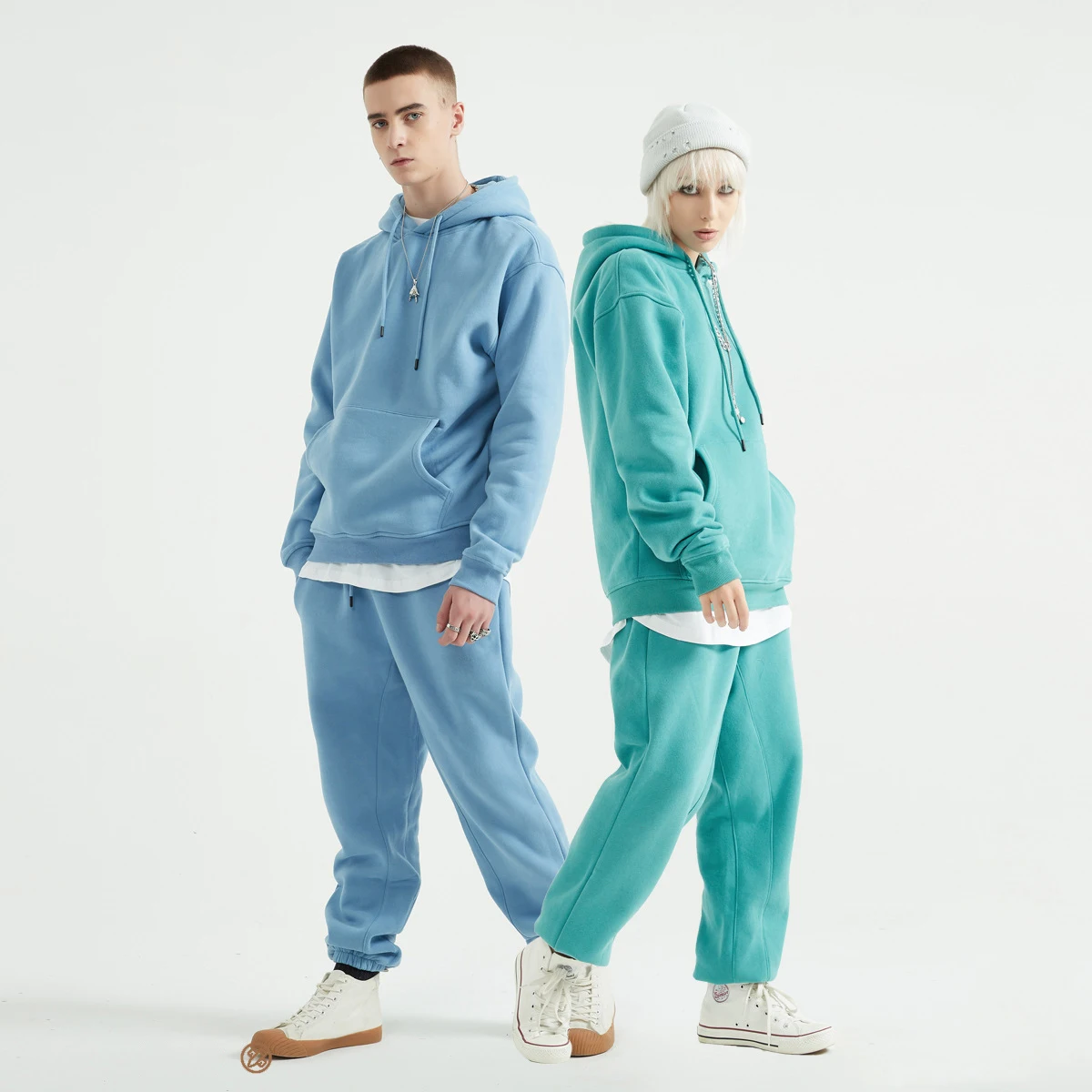 High Quality 100 Heavyweight Cotton Unisex Hoodies And Sweat Pants Set For Men Custom Sweatpants And Hoodie Set no Strings