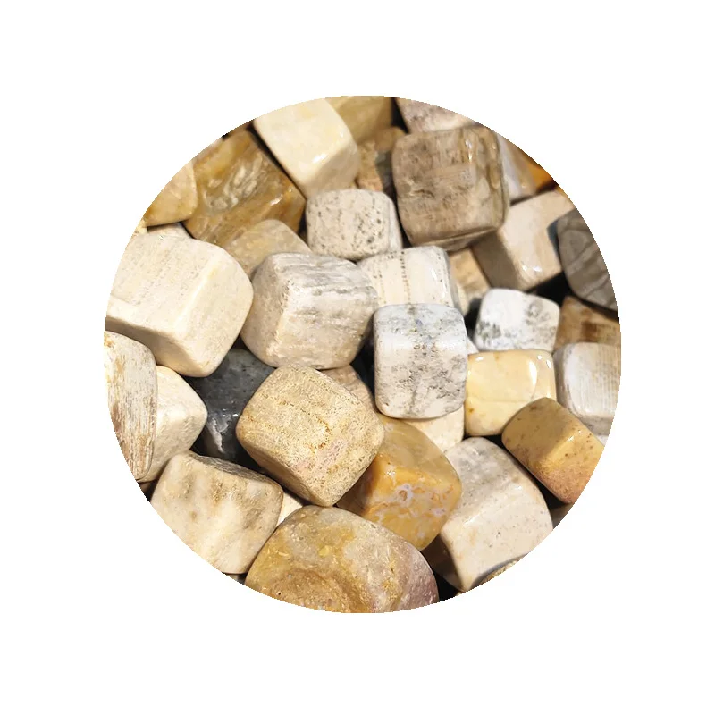 
Wholesale natural coral jade cube quartz crystal Tumbled stone healing home decor 