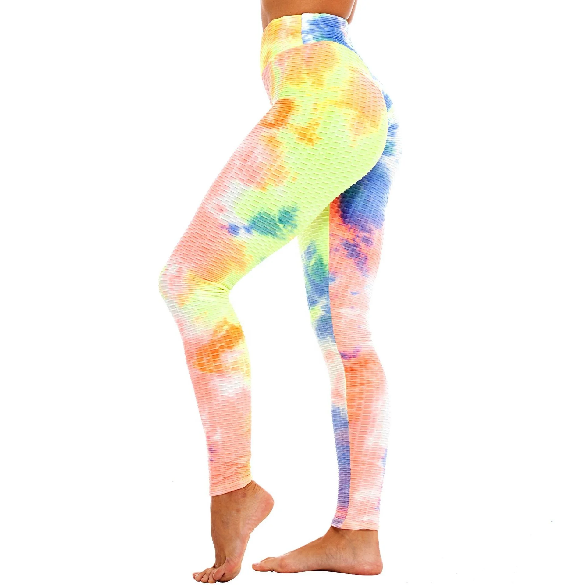 2020 Amazon Hot Selling Booty Scrunch Tie Die  Sexy High Waist Butt Scrunch Push Up Anti Cellulite Compression Leggings