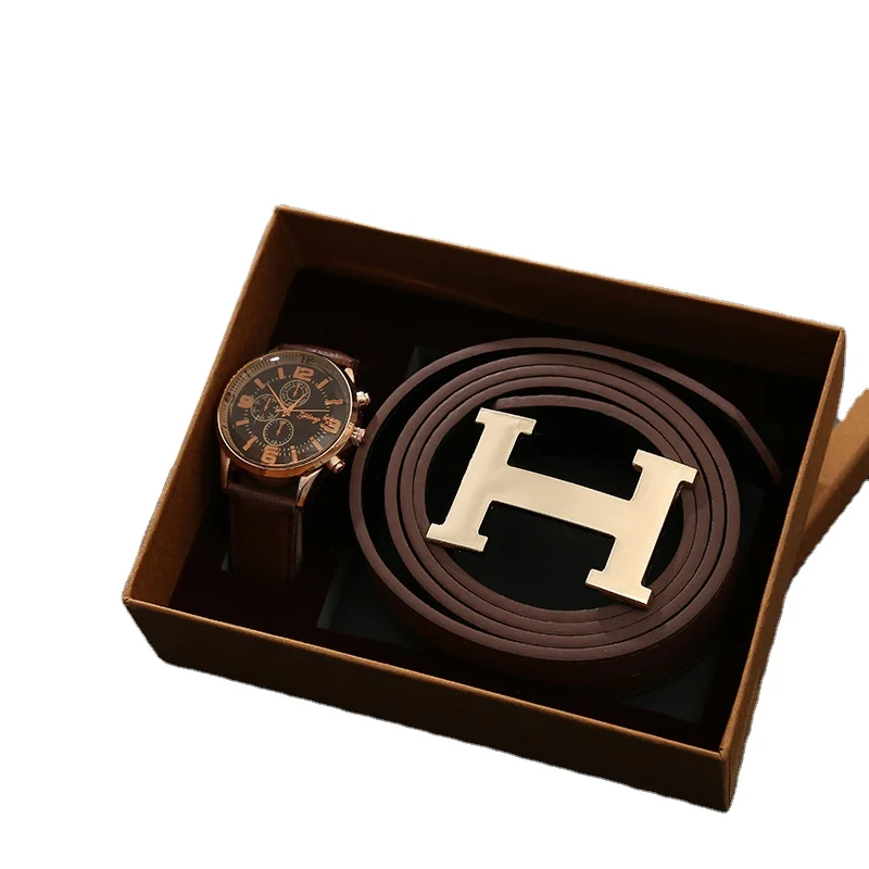 hot selling popular watch with belt birthday gift set for men